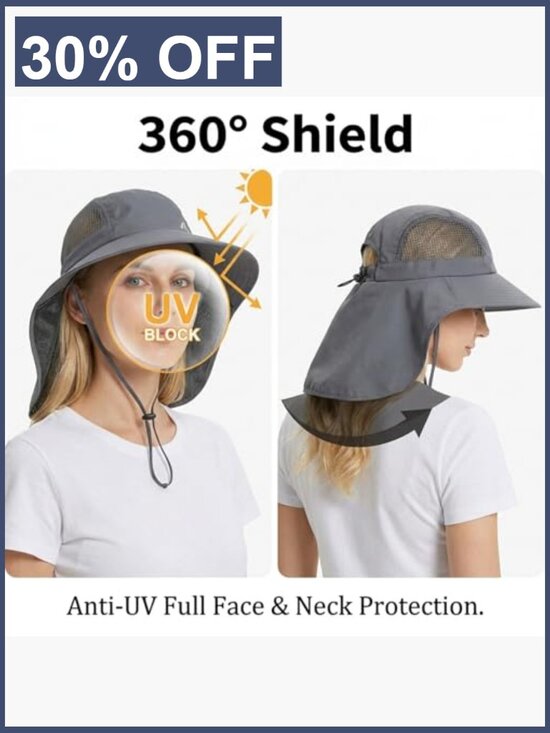 Foldable Wide Brim Sun Hat with Neck Flap, Ponytail Hole, UPF 50+, Adjustable main image 4